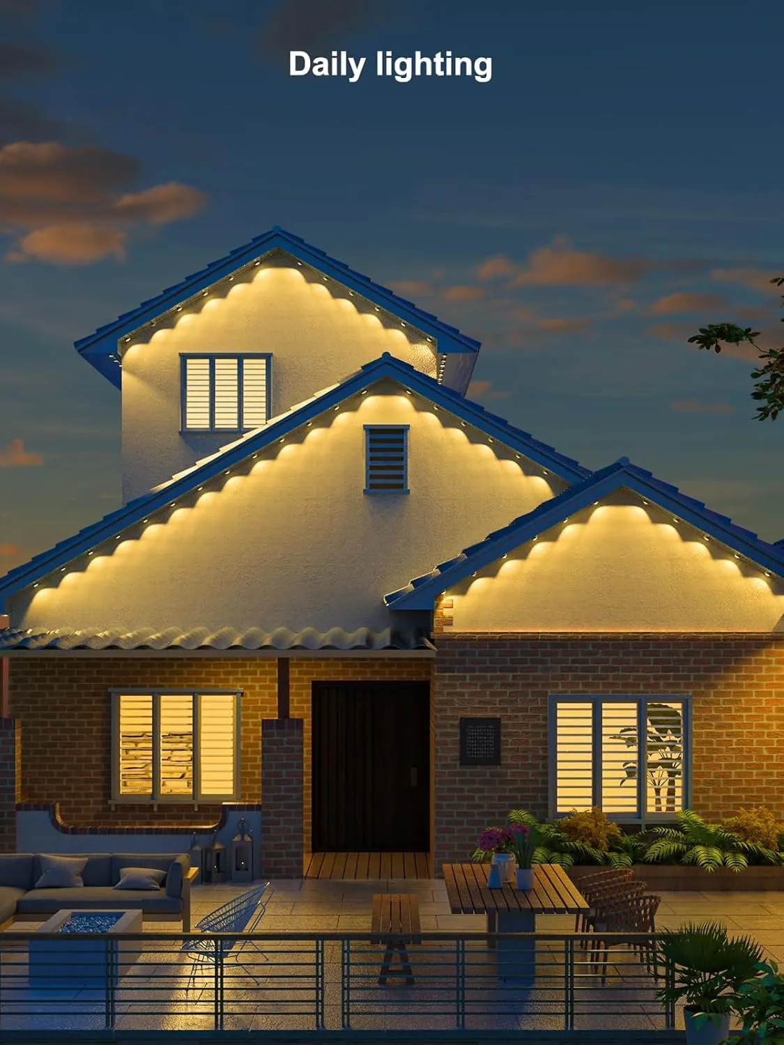 ANGELHALO 150ft Smart RGBAI Outdoor Lights, Works with Alexa