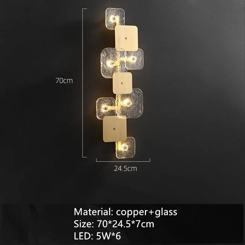 Art Design Brass Wall Lights Clear Glass Parlor Hotel Room Restaurant Sofa Background Sconce Home Decoration Lamp