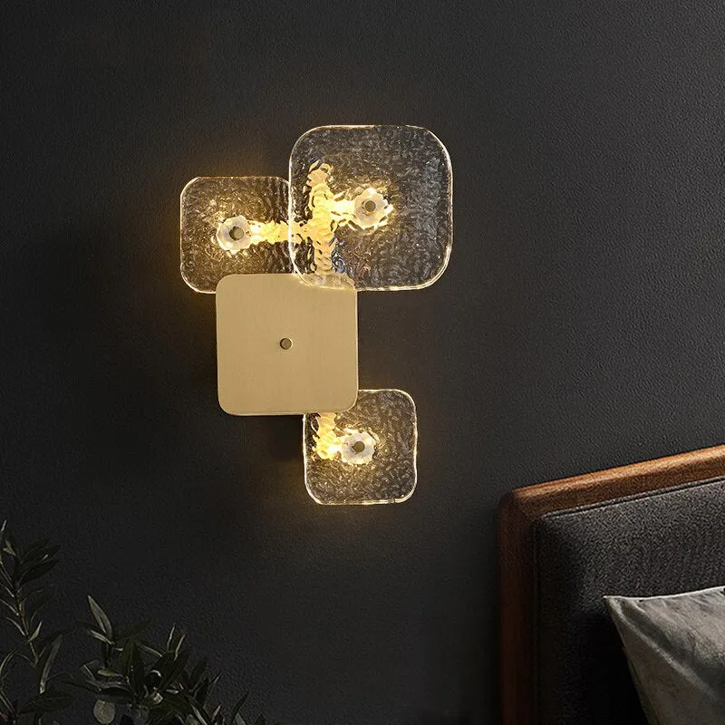 Art Design Brass Wall Lights Clear Glass Parlor Hotel Room Restaurant Sofa Background Sconce Home Decoration Lamp