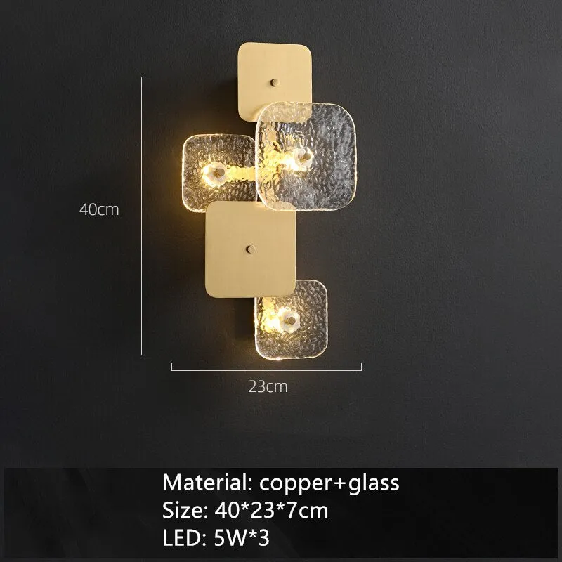 Art Design Brass Wall Lights Clear Glass Parlor Hotel Room Restaurant Sofa Background Sconce Home Decoration Lamp