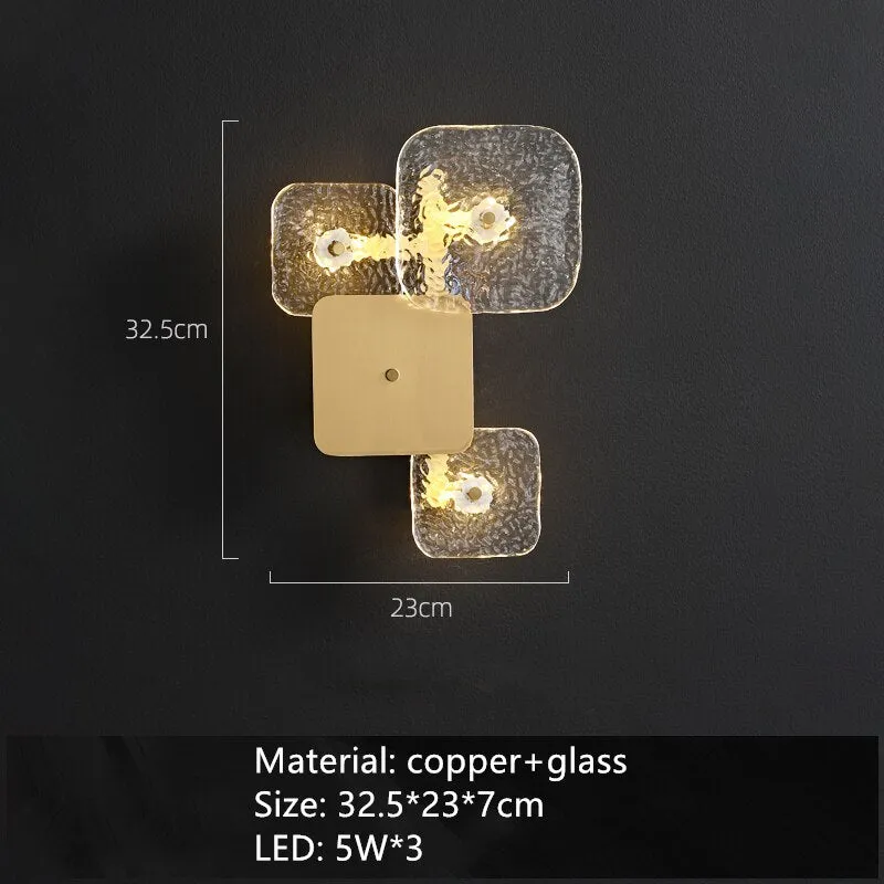 Art Design Brass Wall Lights Clear Glass Parlor Hotel Room Restaurant Sofa Background Sconce Home Decoration Lamp
