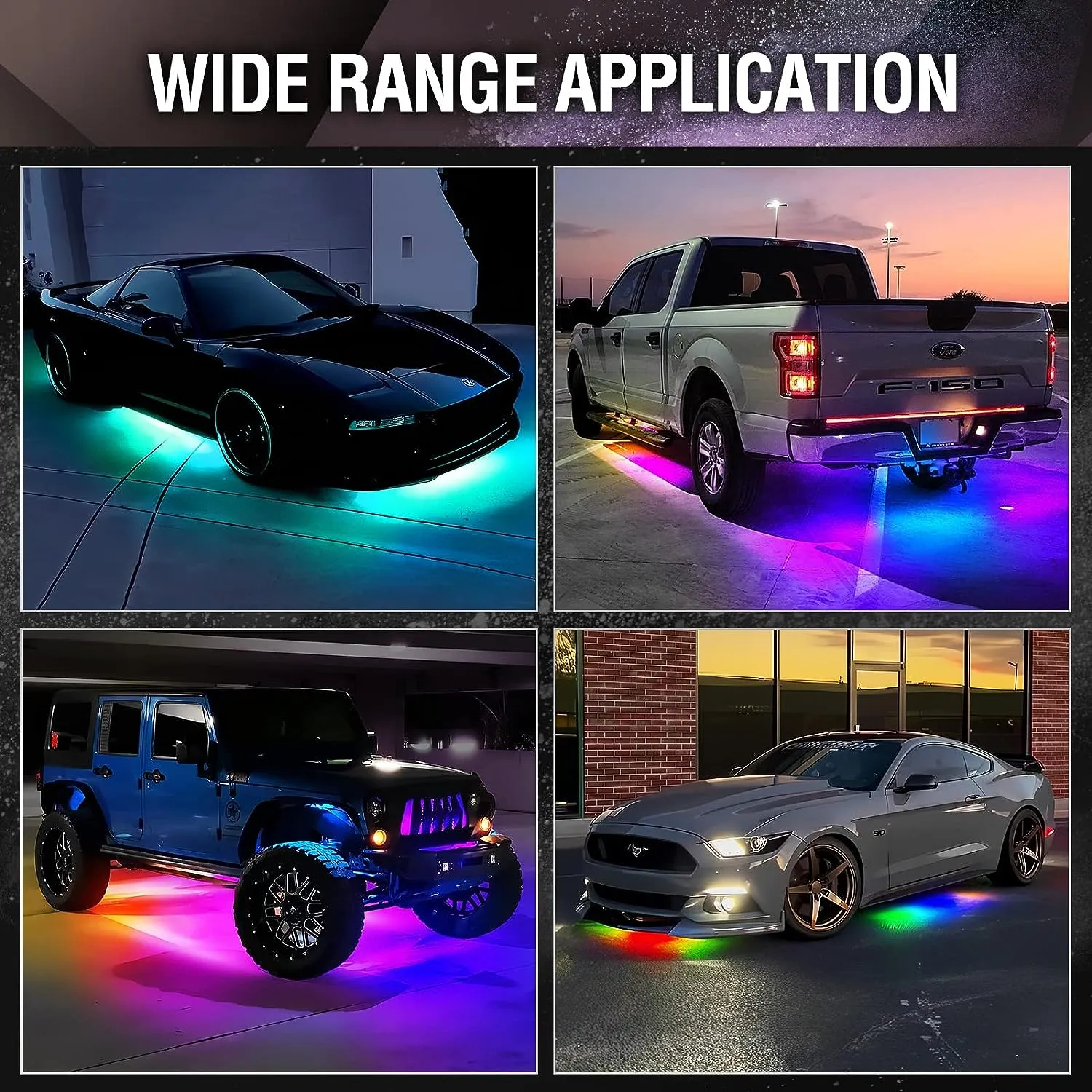 AURA PRO Exterior Pack Bundle (Grille LED Kit   Wheel Well Kit - Bluetooth Enabled APP   DreamColor Underglow LED Kit)