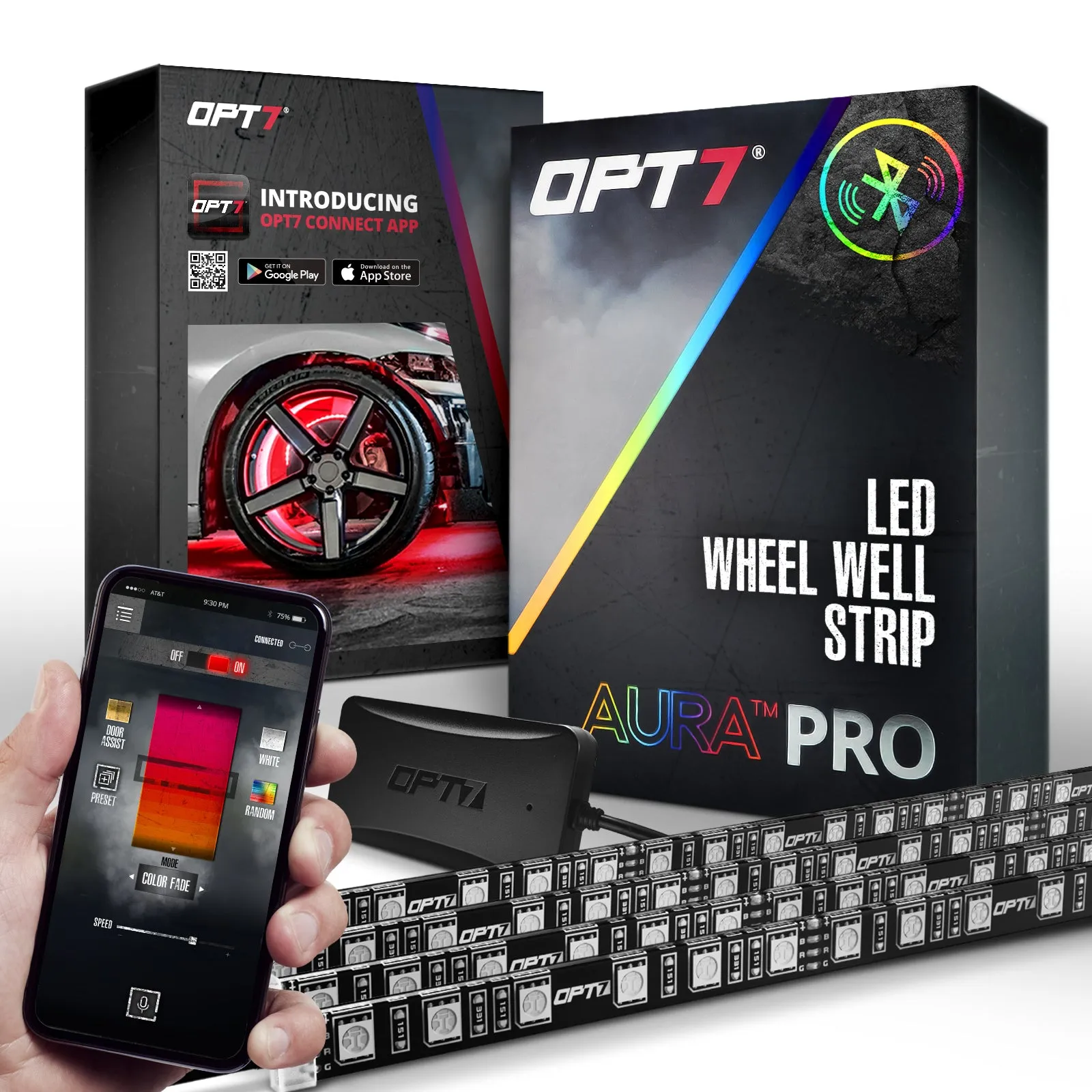 AURA PRO Exterior Pack Bundle (Grille LED Kit   Wheel Well Kit - Bluetooth Enabled APP   DreamColor Underglow LED Kit)
