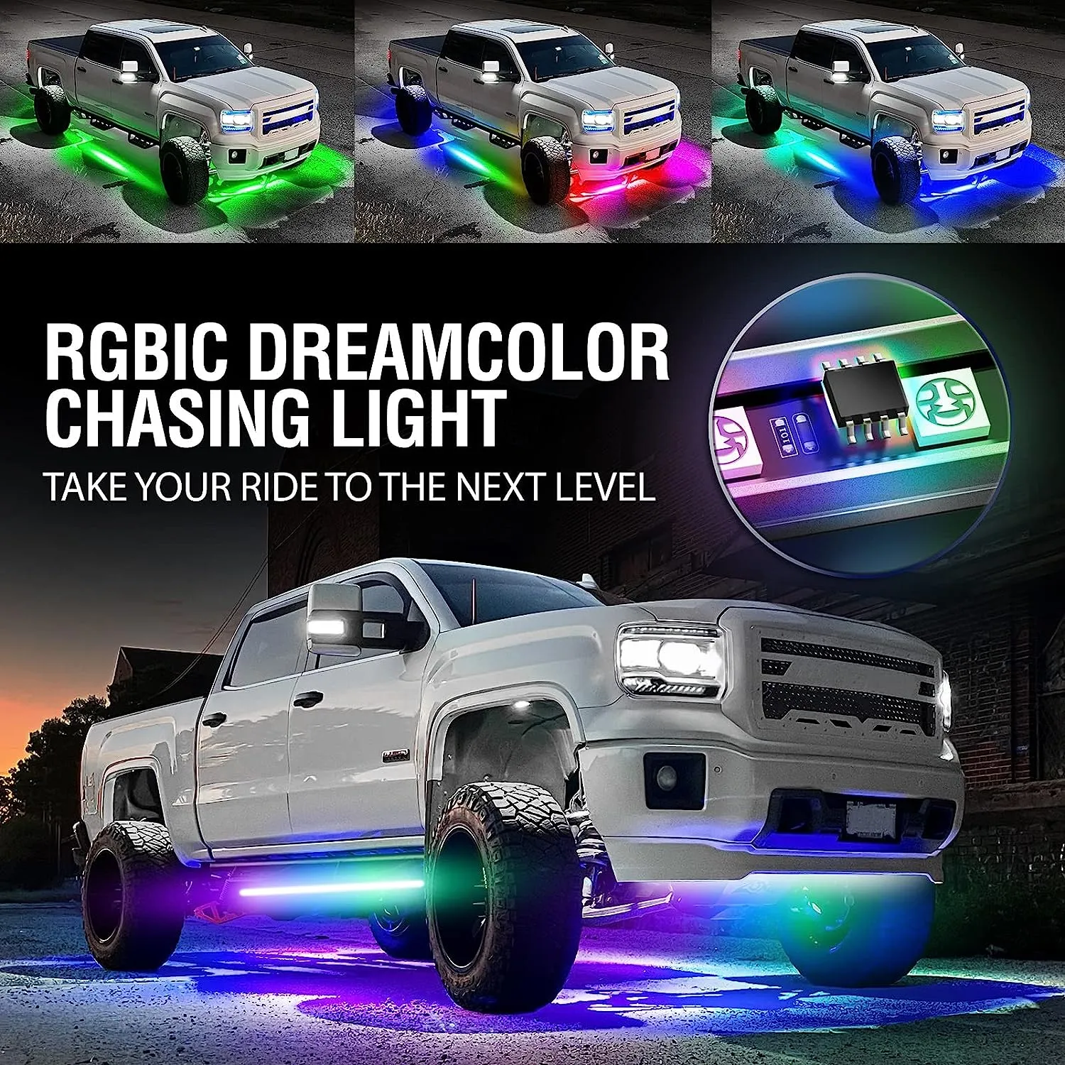 AURA PRO Exterior Pack Bundle (Grille LED Kit   Wheel Well Kit - Bluetooth Enabled APP   DreamColor Underglow LED Kit)