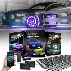 AURA PRO Exterior Pack Bundle (Grille LED Kit   Wheel Well Kit - Bluetooth Enabled APP   DreamColor Underglow LED Kit)