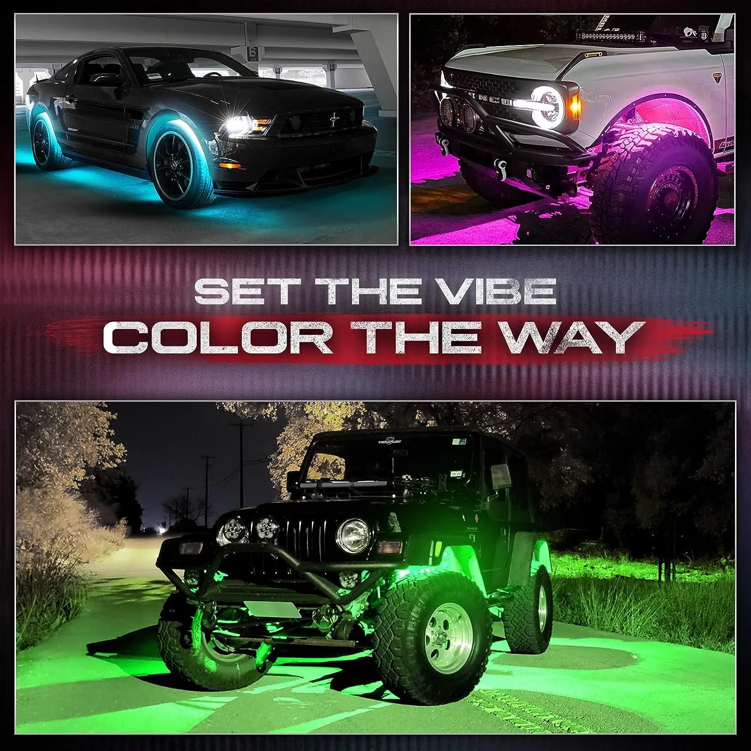 AURA PRO Exterior Pack Bundle (Grille LED Kit   Wheel Well Kit - Bluetooth Enabled APP   DreamColor Underglow LED Kit)