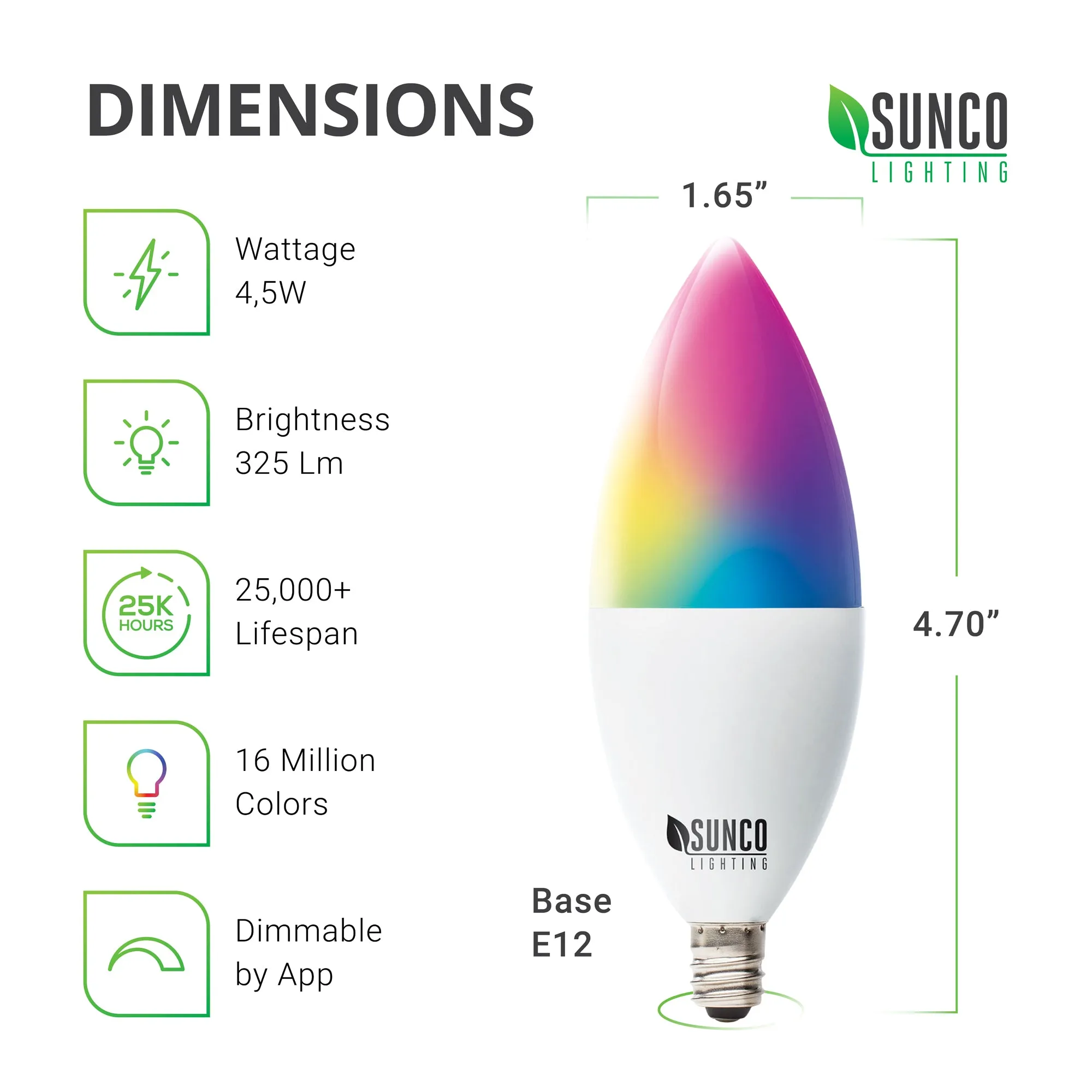 B11 LED Candelabra Smart Bulb, WiFi, 325 Lumens