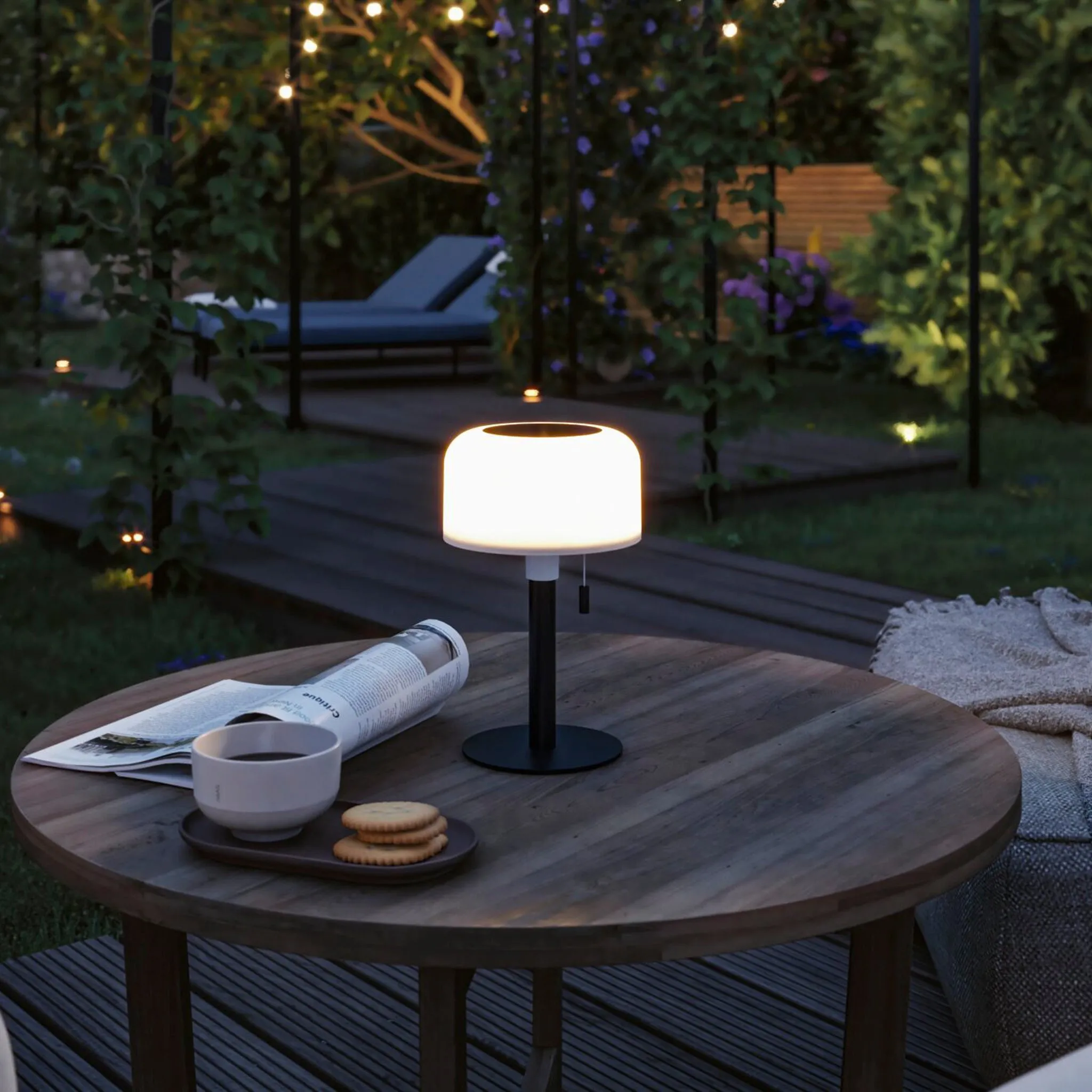 Bartja 1.6W LED Solar Table Lamp with 3-Step Dim in Black