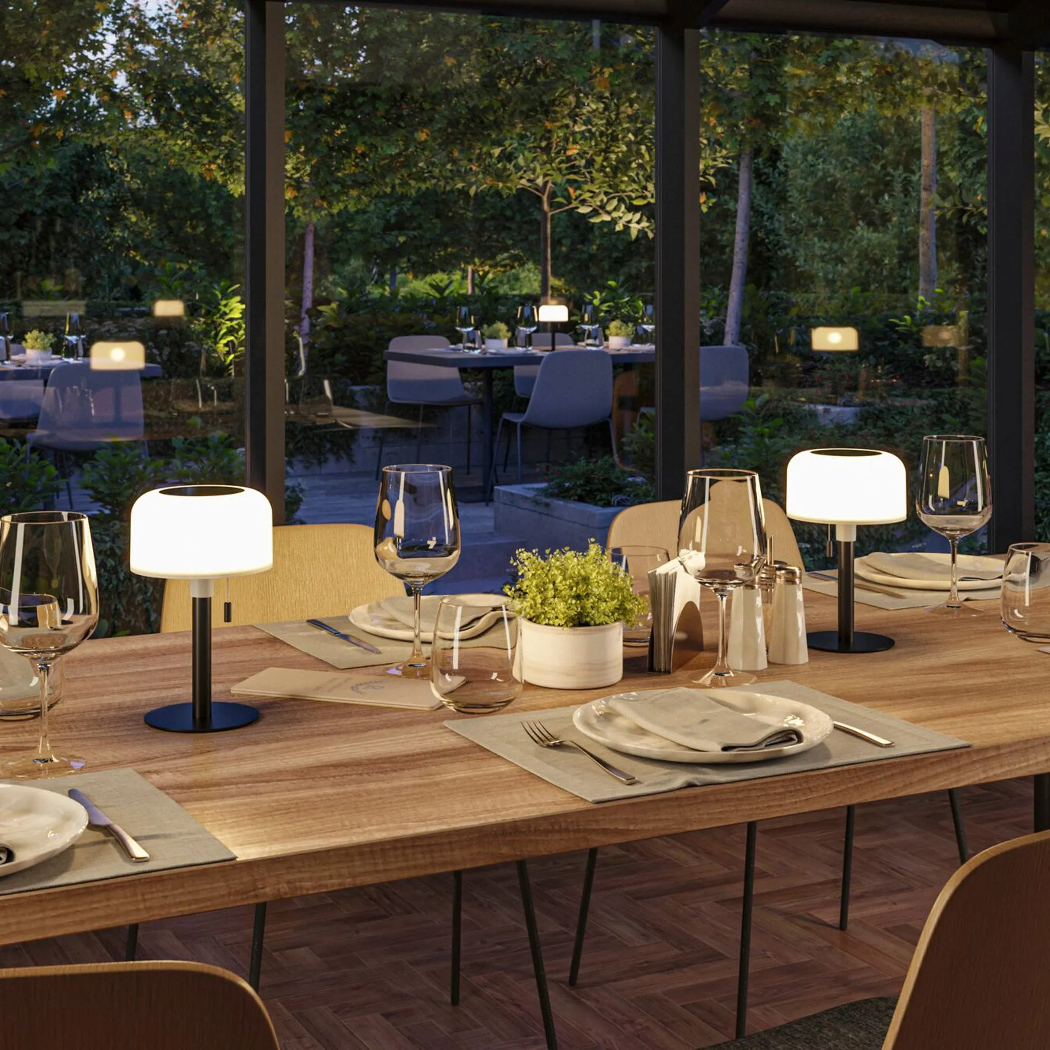 Bartja 1.6W LED Solar Table Lamp with 3-Step Dim in Black