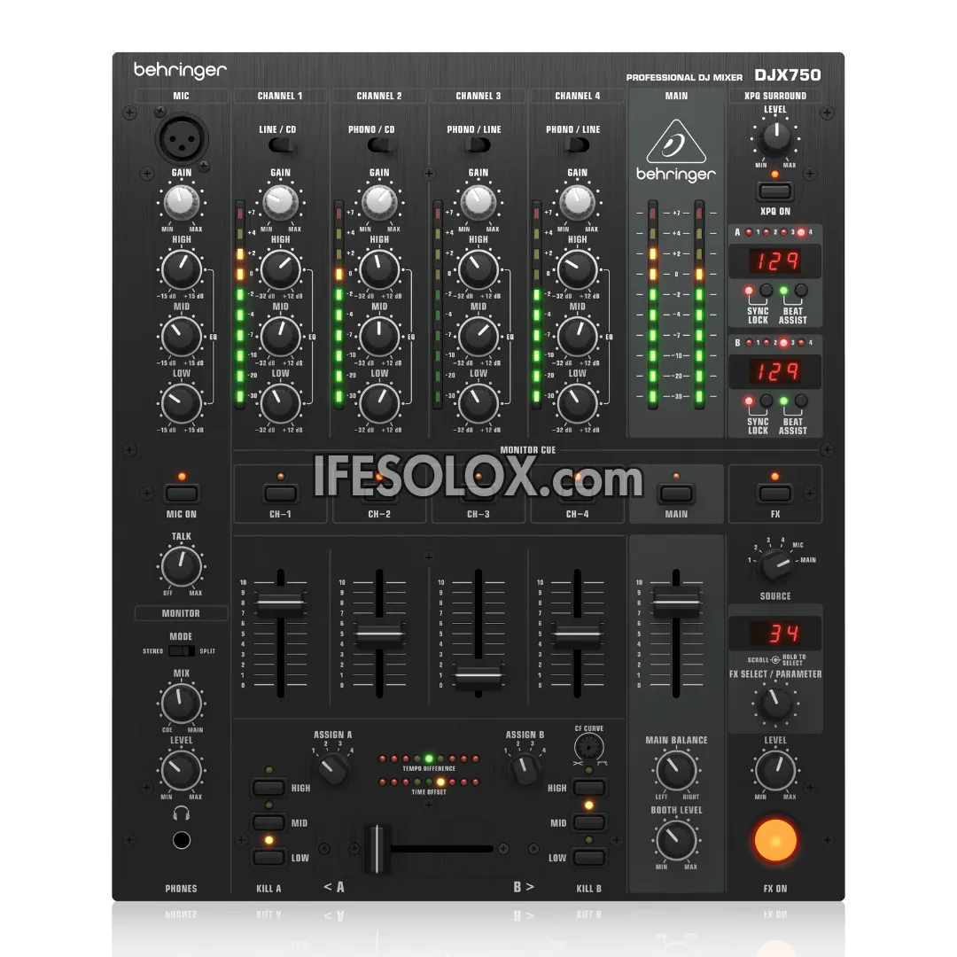 Behringer DJX750 Professional 5-Channel DJ Mixer with Advanced Digital Effects and BPM Counter - Brand New