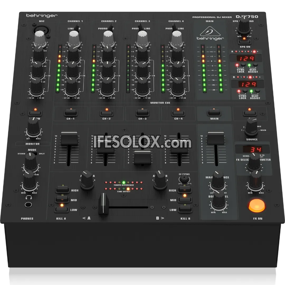 Behringer DJX750 Professional 5-Channel DJ Mixer with Advanced Digital Effects and BPM Counter - Brand New