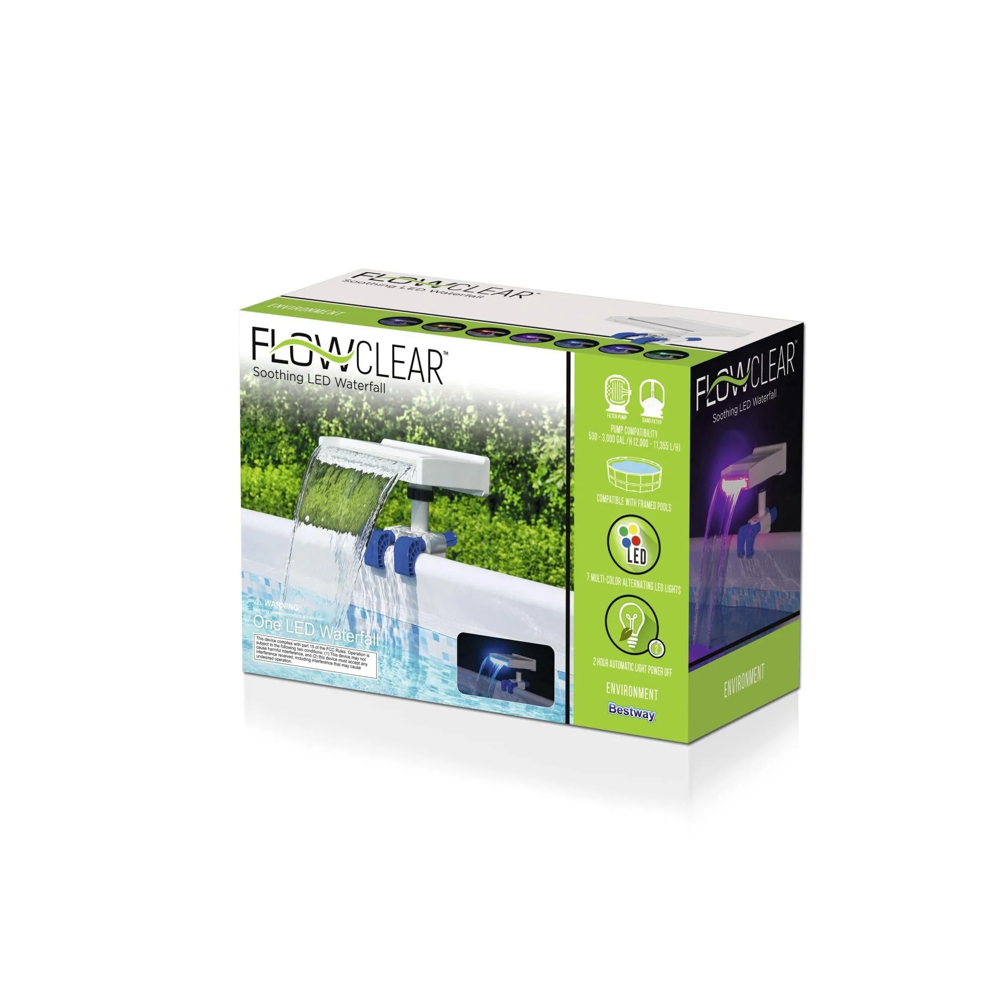 Bestway Above Ground Swimming Pool 7 Colored LED Relaxing Waterfall Cascade