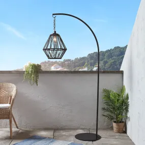 Black Cage Solar Outdoor Pendant Light with Stand