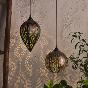 Bronze Solar Outdoor Pendant Light Duo