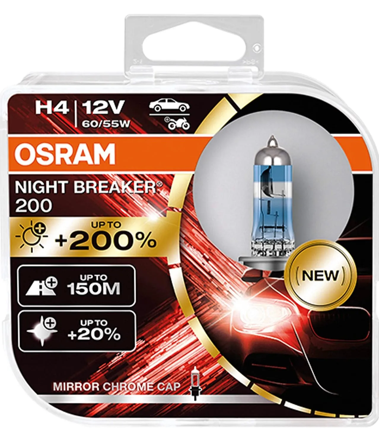 Caddy MK3 11-15 H4 Osram Night Breaker 200, LED DRL Upgrade Bulbs & Chrome Indicator Bulbs