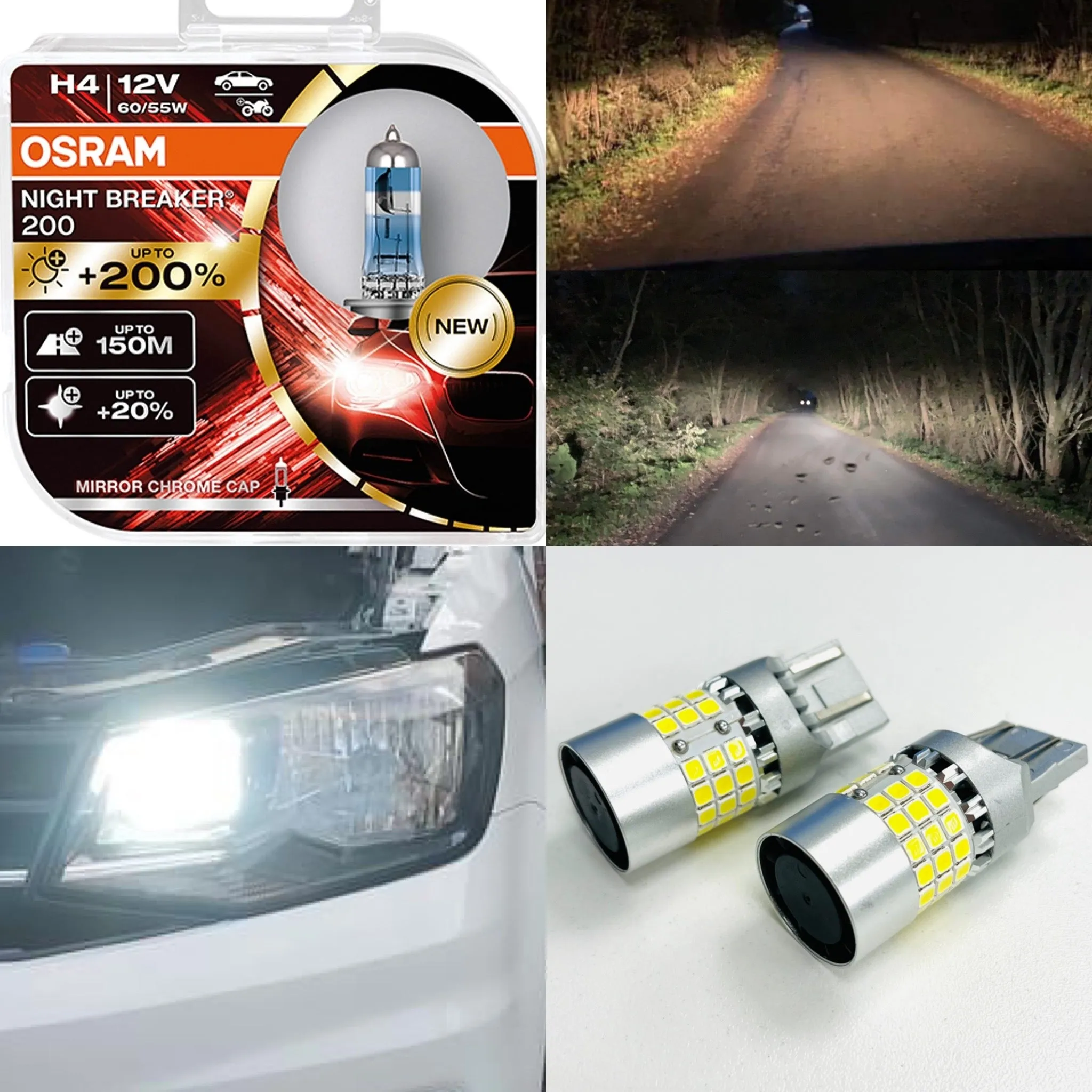 Caddy MK4 15-20 H4 Osram Night Breaker 200 & LED DRL Headlight Upgrade Bulbs Built In Fan Superb Quality