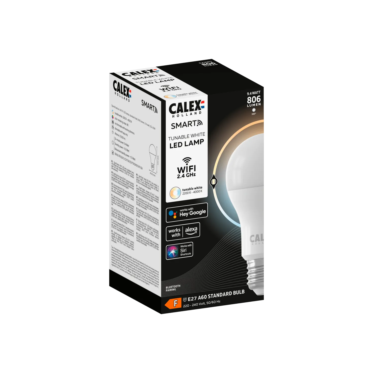 Calex Smart LED Bulb - E27 - A60 - Warm White - 9.4W - Dimmable