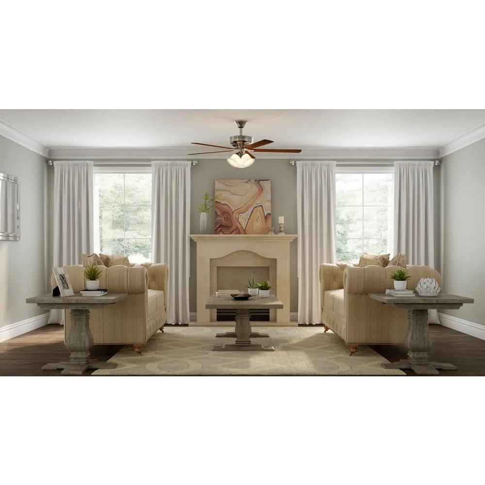 Campbell 52 in. LED Brushed Nickel Ceiling Fan with Light Kit Works with Google Assistant and Alexa