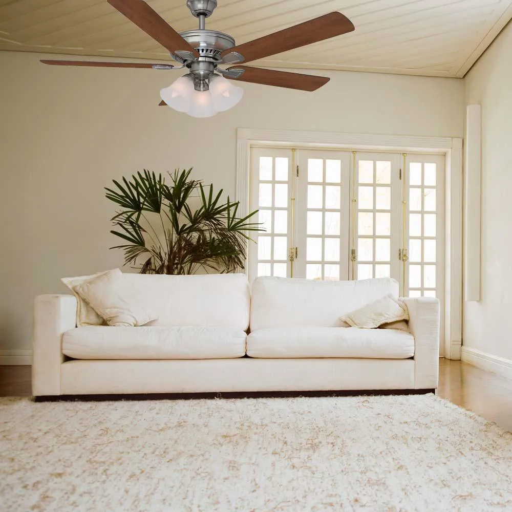 Campbell 52 in. LED Brushed Nickel Ceiling Fan with Light Kit Works with Google Assistant and Alexa