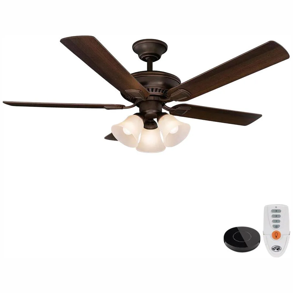 Campbell 52 in. LED Brushed Nickel Ceiling Fan with Light Kit Works with Google Assistant and Alexa