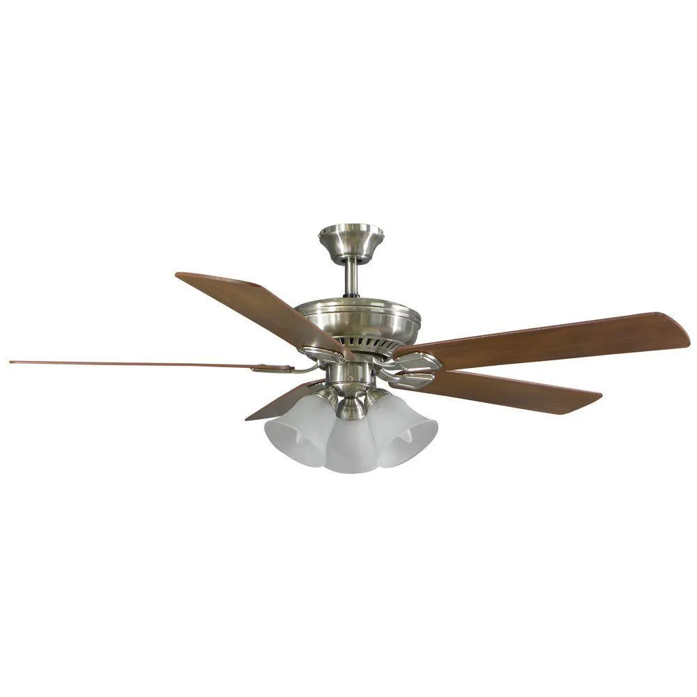 Campbell 52 in. LED Brushed Nickel Ceiling Fan with Light Kit Works with Google Assistant and Alexa