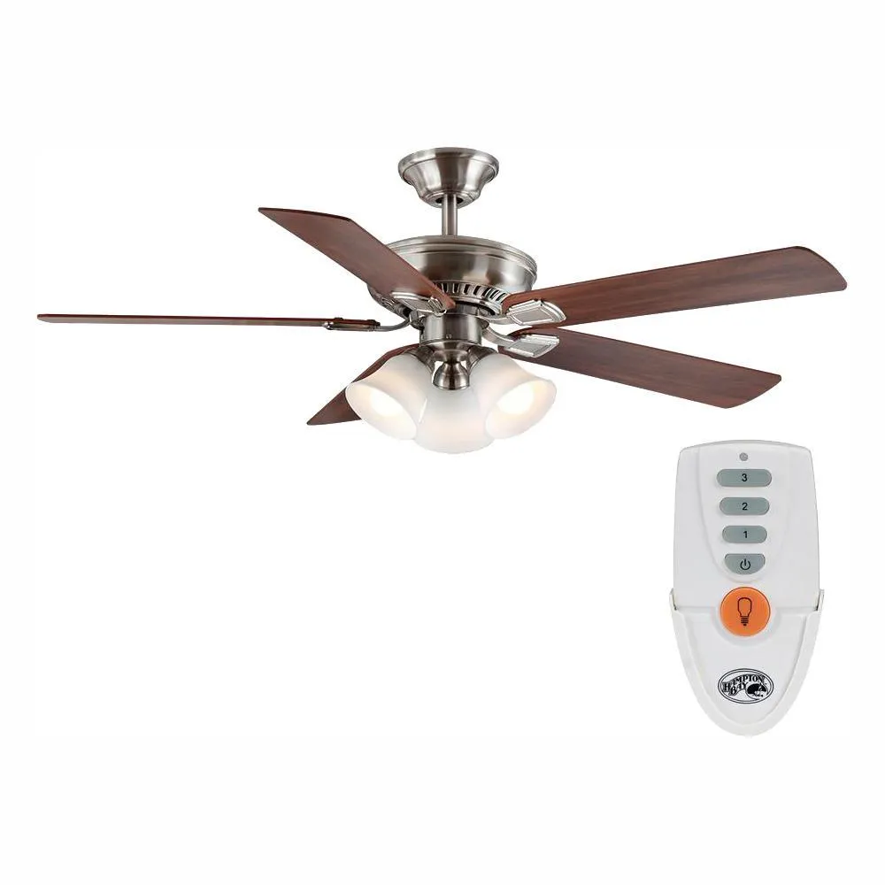Campbell 52 in. LED Brushed Nickel Ceiling Fan with Light Kit Works with Google Assistant and Alexa