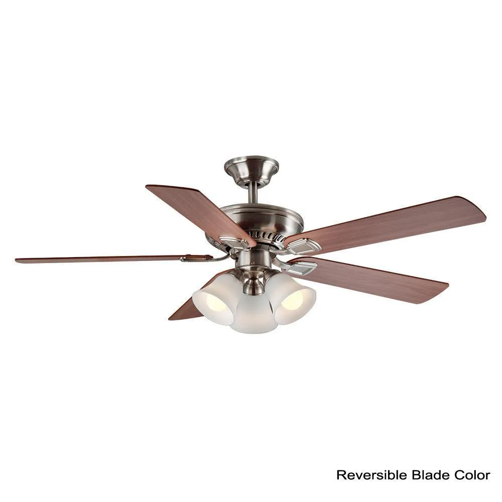 Campbell 52 in. LED Brushed Nickel Ceiling Fan with Light Kit Works with Google Assistant and Alexa