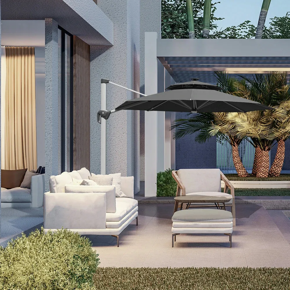 Cantilever Patio Umbrella with Solar Lights - Round