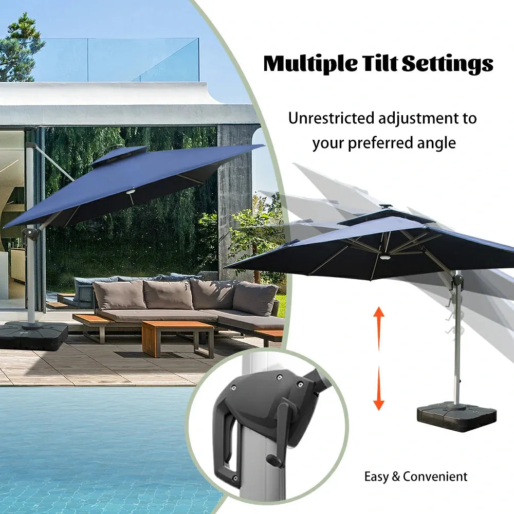 Cantilever Umbrella with Solar Lights - Rectangular