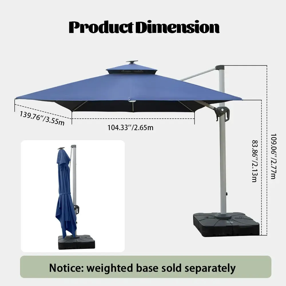 Cantilever Umbrella with Solar Lights - Rectangular