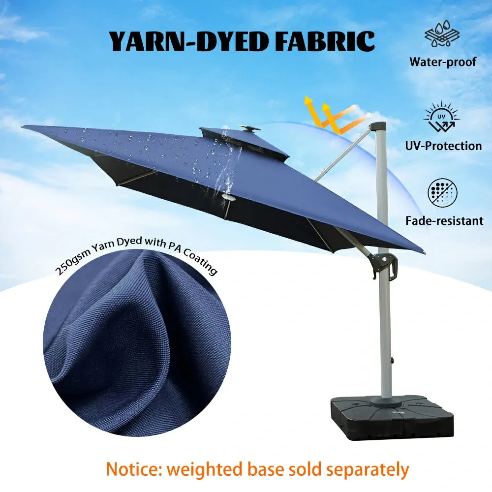 Cantilever Umbrella with Solar Lights - Rectangular