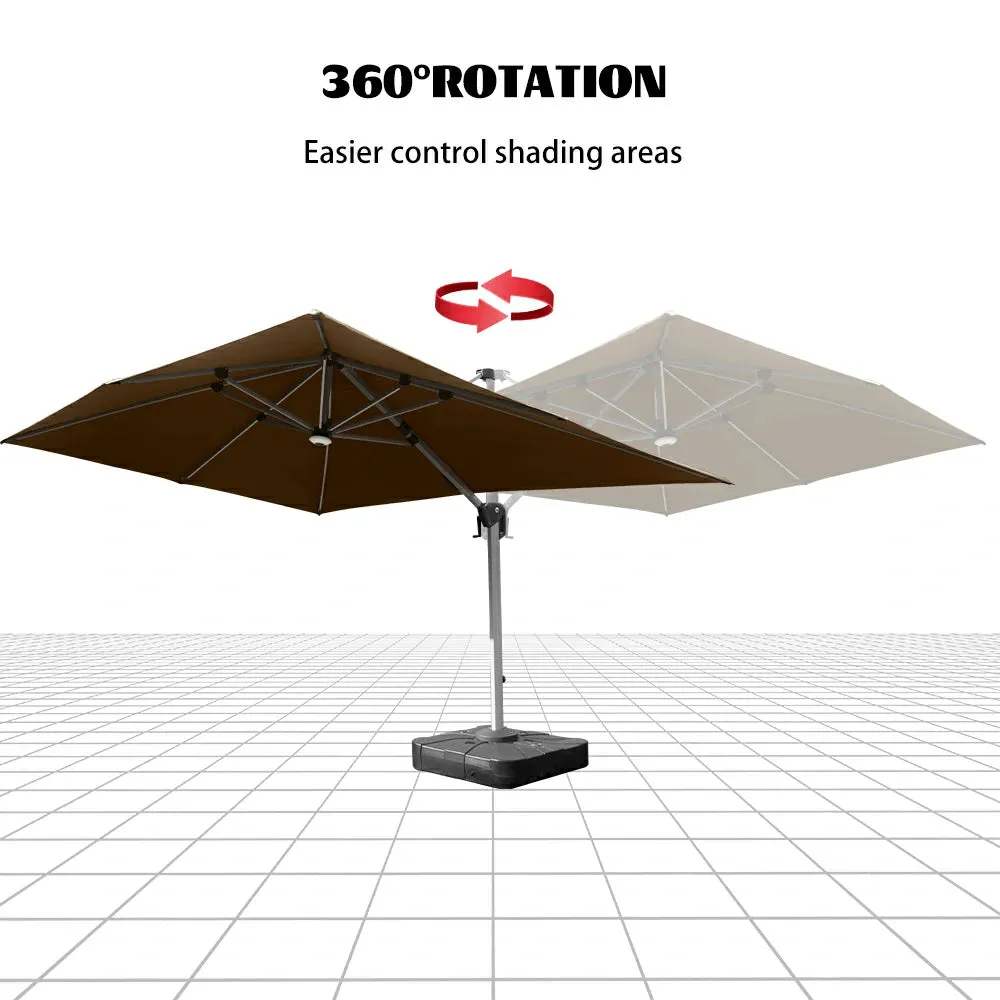Cantilever Umbrella with Solar Lights - Rectangular