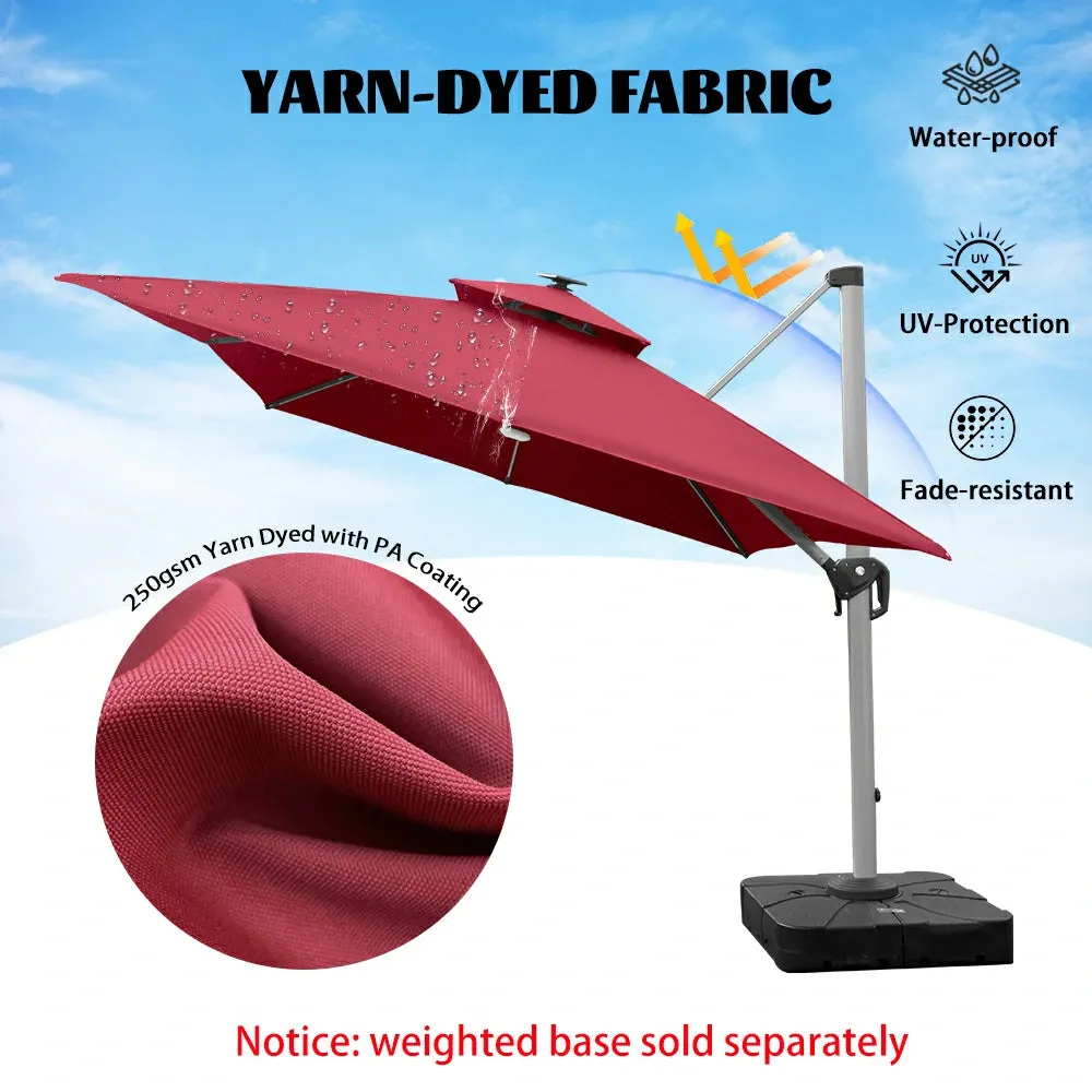 Cantilever Umbrella with Solar Lights - Rectangular