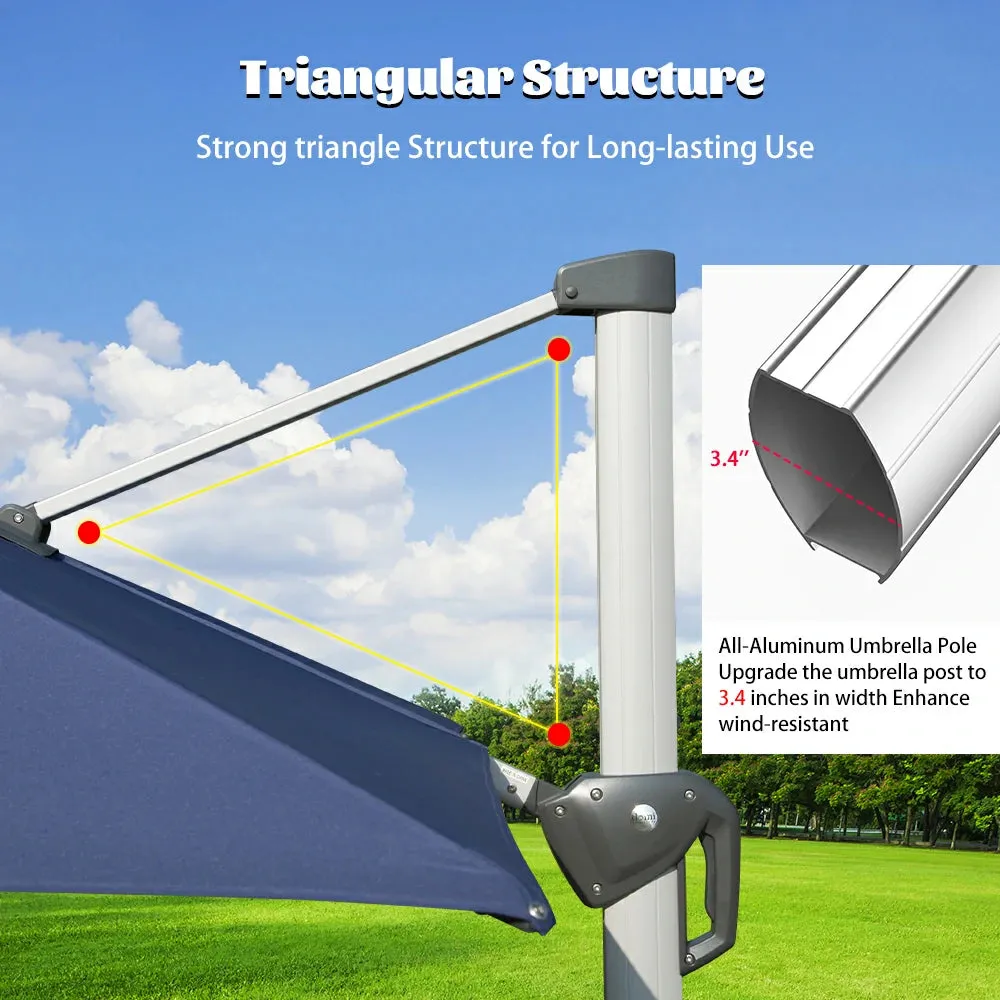 Cantilever Umbrella with Solar Lights - Rectangular