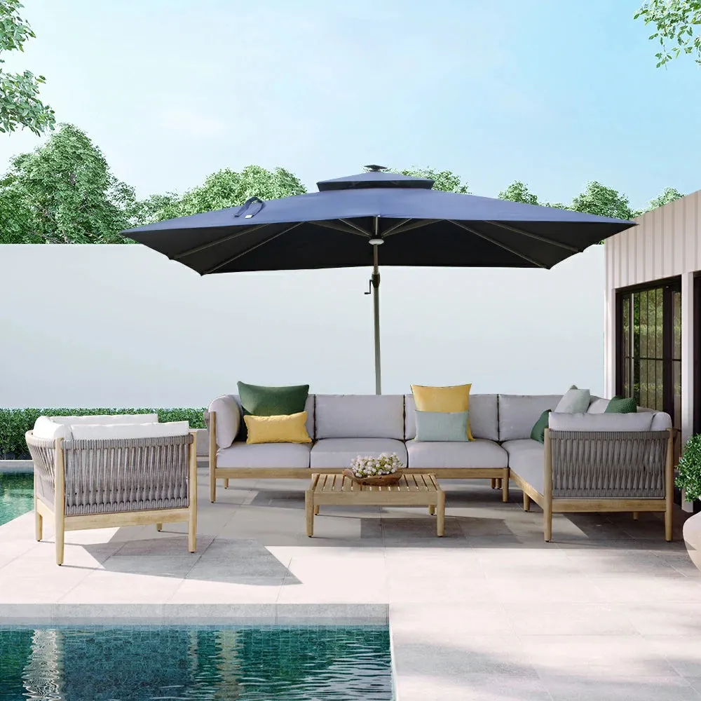 Cantilever Umbrella with Solar Lights - Rectangular