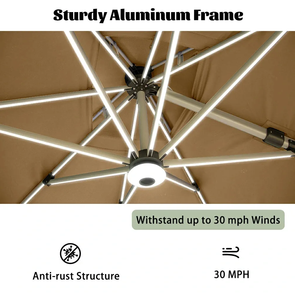 Cantilever Umbrella with Solar Lights - Rectangular