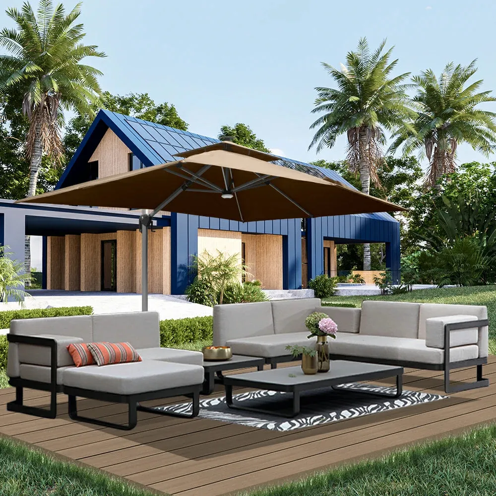 Cantilever Umbrella with Solar Lights - Rectangular