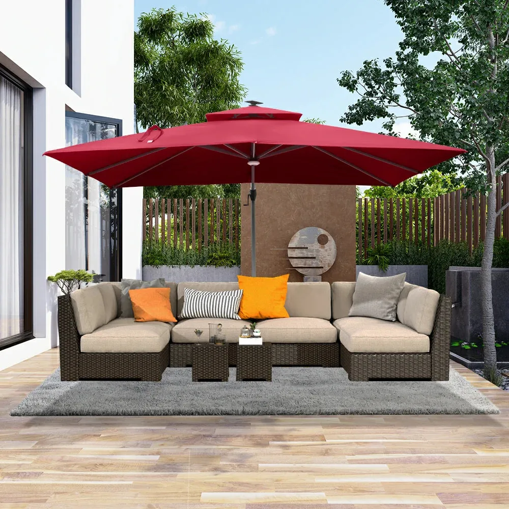 Cantilever Umbrella with Solar Lights - Rectangular