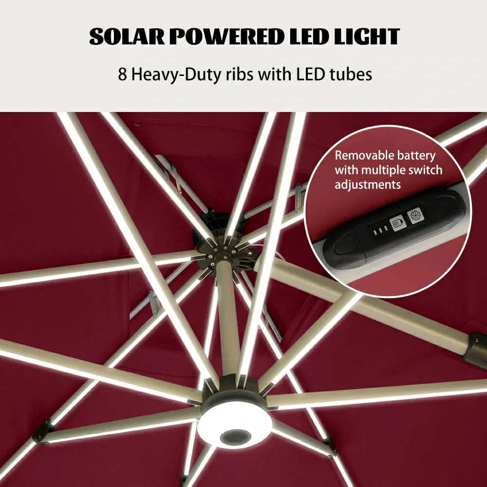 Cantilever Umbrella with Solar Lights - Rectangular