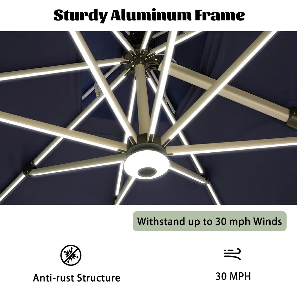 Cantilever Umbrella with Solar Lights - Rectangular