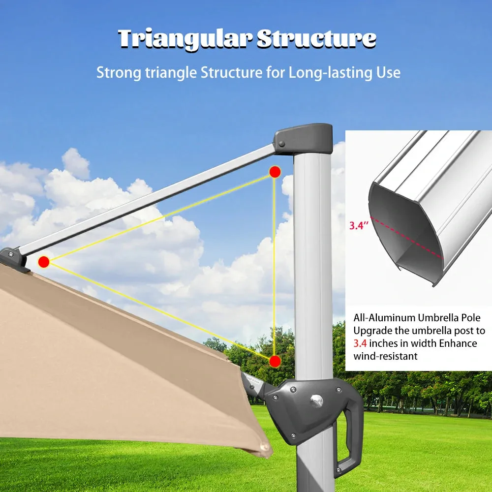 Cantilever Umbrella with Solar Lights - Rectangular