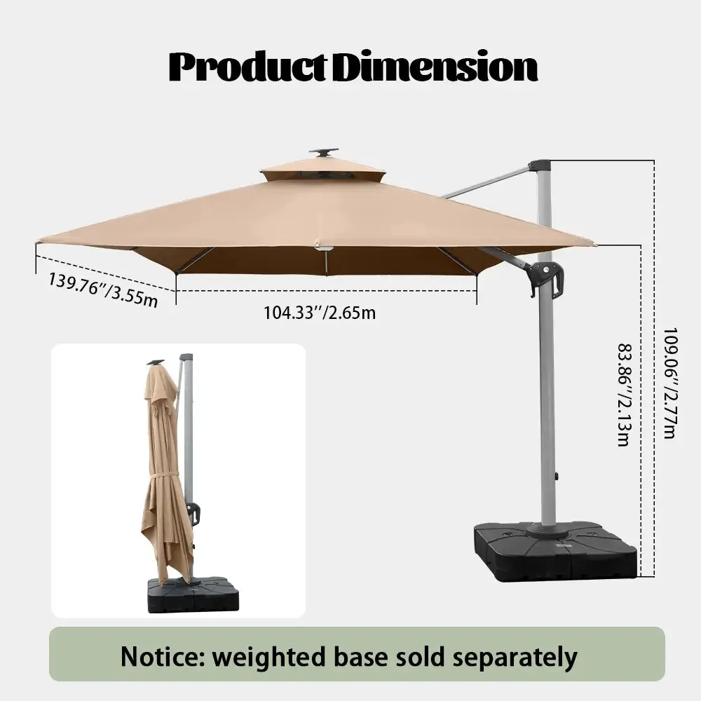 Cantilever Umbrella with Solar Lights - Rectangular