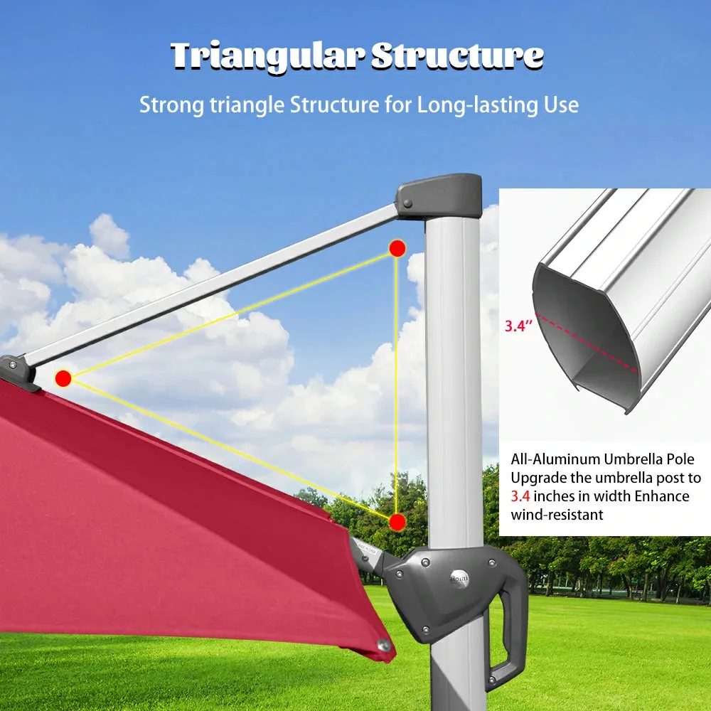 Cantilever Umbrella with Solar Lights - Rectangular
