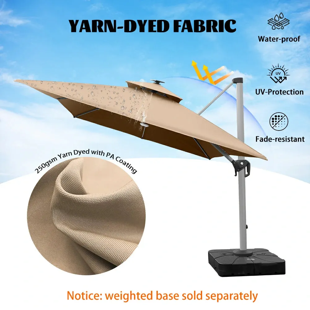 Cantilever Umbrella with Solar Lights - Rectangular