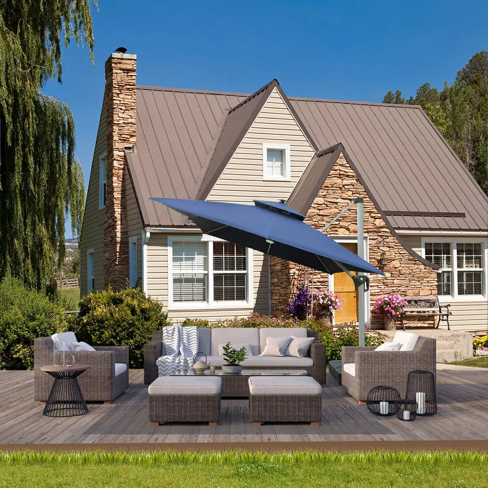 Cantilever Umbrella with Solar Lights - Rectangular