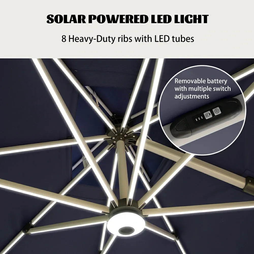 Cantilever Umbrella with Solar Lights - Rectangular