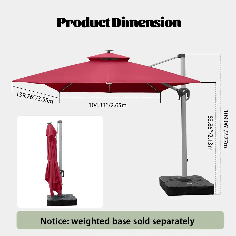 Cantilever Umbrella with Solar Lights - Rectangular