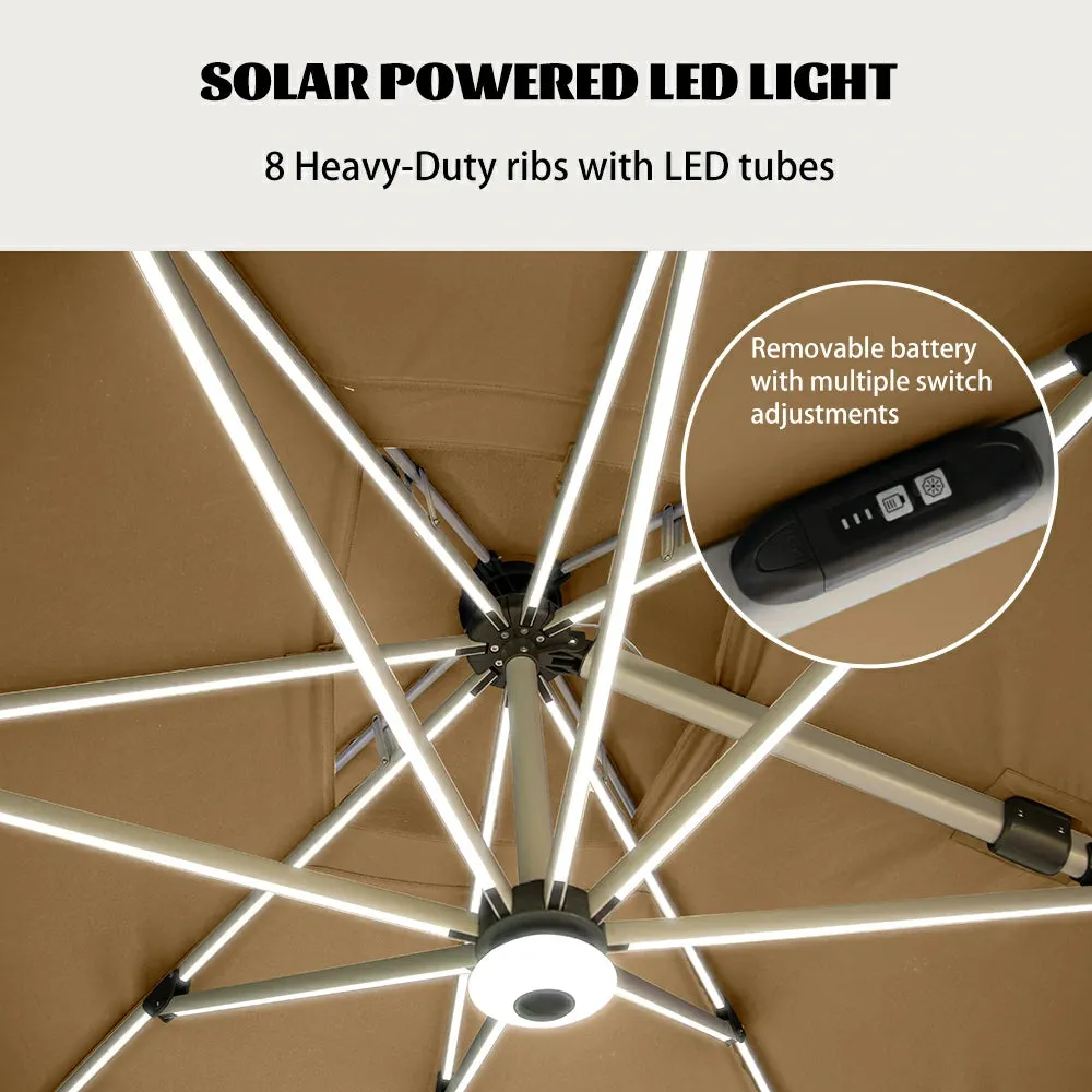 Cantilever Umbrella with Solar Lights - Rectangular