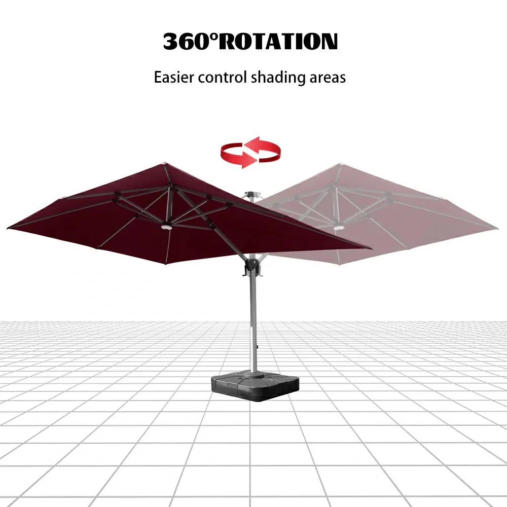 Cantilever Umbrella with Solar Lights - Rectangular