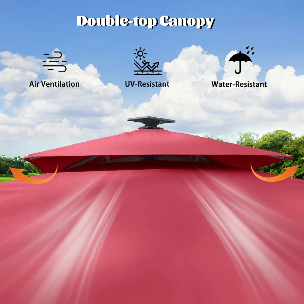Cantilever Umbrella with Solar Lights - Rectangular